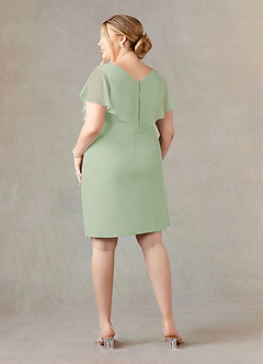 Azazie Julia Mother of the Bride Dresses Dusty Sage Sheath V-Neck Pleated Chiffon Dress image9