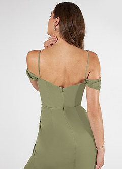 Azazie Kit Jurken voor bruidsmeisjes Jurk van Mesh met Zeemeermin Off the Shoulder Pistache image8