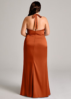 Azazie Valerie Brudtärnklänningar Klä av Sjöjungfru i Stretch Satin Plisserad Bränd Apelsin image6