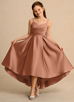 Azazie Sweets Junior Formal Flower Girl Klänningar Klä A-Line i Matt satäng Plisserad image4