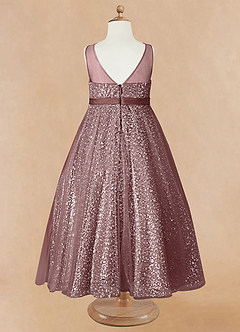 Azazie Siwa Flower Girl Dresses Vintage Mauve A-Line Beaded Tulle Dress image6