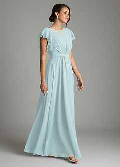 Azazie Daphne vestidos de dama de honor modestos Vestido de Corte en A Volantes Hasta el suelo Gasa image4