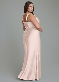 Azazie Agustina Brautjungfernkleider Meerjungfrau-Linie Korsett Stretch-Satin Kleid Zartrosa image8
