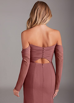 Azazie Hallie Bridesmaid Dresses Amethyst Mermaid Long Sleeve Chiffon Dress image7