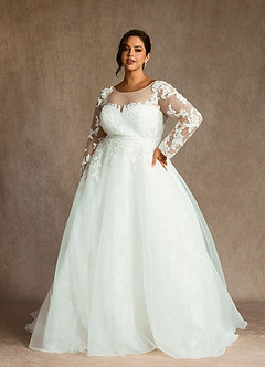 Azazie Nylah Final Sale Diamond White A-Line Sequins Tulle Dress image10