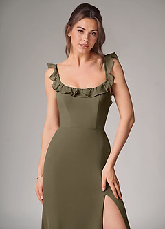 Azazie Callie Abiti da Damigella Abito Convertibile Sirena in Chiffon Spacco Laterale Willow Green image5