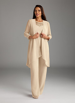 Azazie Maura Vestidos para mãe da noiva Vestir Champanhe de Chiffon de Macacão/terninho com Lantejoulas image1