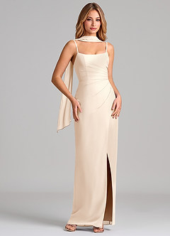 Azazie Calandra Suknie dla druhen Osłona Pofałdowany Szyfon Do ziemi Sukienka image1