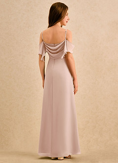 Azazie Pippy Girls Formal Abiti da Ragazza di Fiori Abito A-Line in Chiffon Scollo a Cuore Rosa Inglese image6