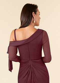 Azazie Marna Mother of the Bride Dresses Cabernet Sheath One Shoulder Mesh Dress image9