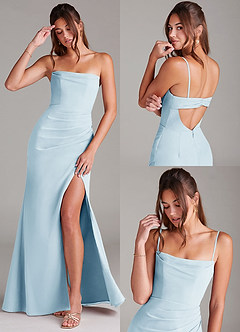 Azazie Leonis Bridesmaid Dresses Sky Blue Sheath Strapless Chiffon Convertible Dress image9