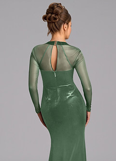 Azazie Megan Robes de demoiselle d'honneur Robe Sirène en Maille Manche longue Eucalyptus image5