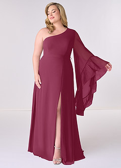 Barbie ♥ Azazie Bridesmaid Dresses Mulberry A-Line Long Sleeve Chiffon Dress image7