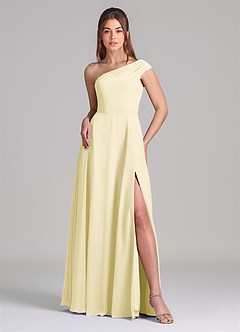 Azazie Melanie Brudtärnklänningar Klä av A-Linje i Chiffong Av axeln Citronsorbet image3