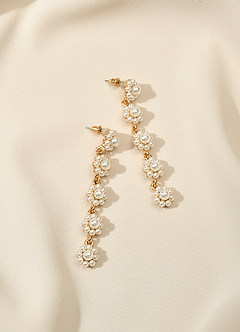 front Pendientes colgantes de flores de perla