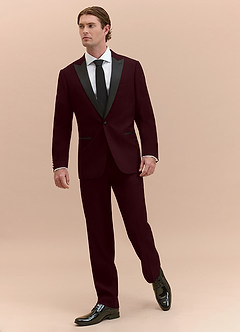 front Hudson Burgundy Peak Lapel Tuxedo
