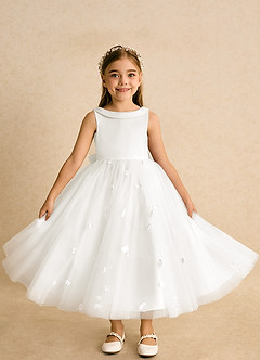 Azazie Angel vestidos de niña de las flores Vestido de Marfil de Tul de Princesa con Lazo image3