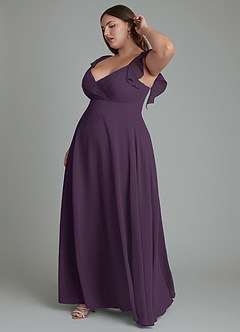 Azazie Leilani Brautjungfernkleider A-Linie Plissee Chiffon Kleid Pflaume image10