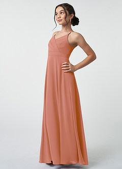 Azazie Avelina Junior MAI TAI A-Line Pleated Chiffon Dress image4