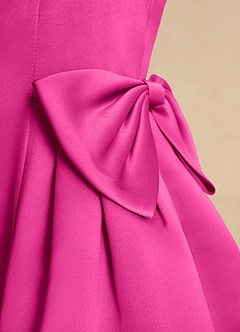 Azazie Macaroon Robe Demoiselle D'honneur Fillette Robe Princesse en Mat Satiné Arc Fuchsia image6
