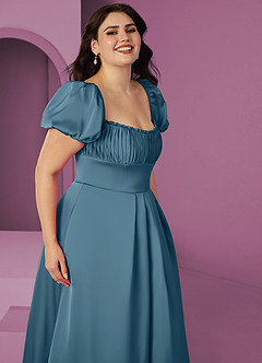 Barbie ♥ Azazie Abiti da Damigella Abito A-Line in Raso Elasticizzato Increspato Bermuda image10