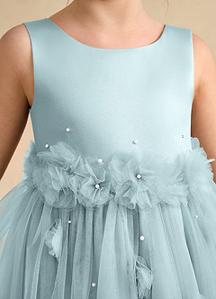 Azazie Lux Robe Demoiselle D'honneur Fillette Robe Trapèze en Tulle Perlé Brume image7