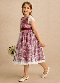 Azazie Maisie Flower Girl Klänningar Klänning A-linje i Spets image6