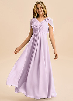 Azazie Emma Junior Linia A Pofałdowany Szyfon Długość podłogi Młodsza druhna Sukienka image4