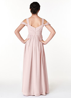 Azazie Lianne Junior Blushing Pink A-Line Off the Shoulder Chiffon Dress image2