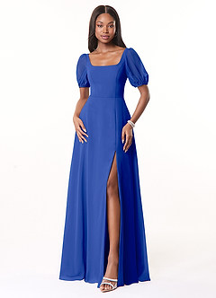 Azazie Alani Bridesmaid Dresses Royal Blue A-Line Square Neckline Chiffon Dress image1