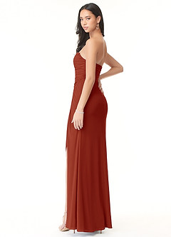 Azazie Darria Vestidos de damas de honor Vestido de Óxido de Chifón elástico de Corte Recto Convertible con Escote Cuadrado Plisado image4