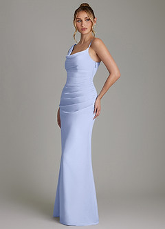 Azazie Ama Bridesmaid Dresses Ice A-Line Pleated Chiffon Dress image2