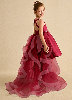 Azazie Julietta Flower Girl Dresses Scarlet Ball-Gown Convertible Tulle Dress image6