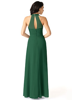 Azazie Danica Bridesmaid Dresses Dark Green A-Line Pleated Chiffon Dress image2