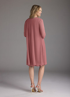 Azazie Sunny Mother of the Bride Dresses Desert Rose A-Line Pleated Mesh Dress image4