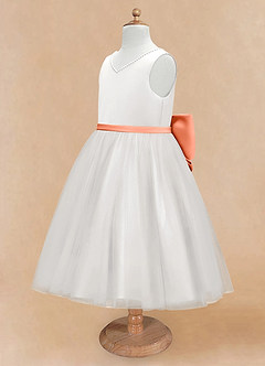 Azazie Seline Flower Girl Dresses Ivory Sunset A-Line Bow Tulle Dress image8