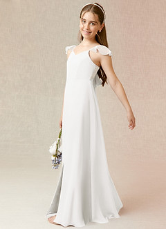 Azazie Everett Junior Jurk van Chiffon met A-Lijn Wit image2