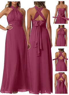 Azazie Fifi Bridesmaid Dresses Mulberry A-Line Strapless Chiffon Convertible Dress image9