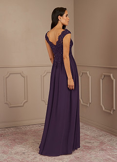 Azazie Amethyst Mother of the Bride Dresses Plum A-Line V-Neck Sequins Chiffon Dress image10