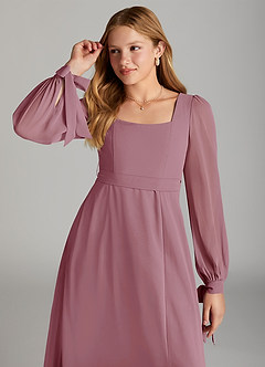 Azazie Leonia Junior Vintage Mauve A-Line with Pockets Chiffon Dress image5