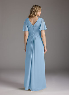 Azazie Morning Glory Mother of the Bride Dresses Powder Blue A-Line V-Neck Ruched Chiffon Dress image2