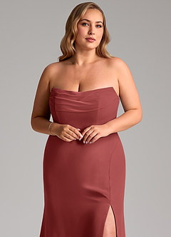Azazie Saige Abiti da Damigella Abito Convertibile A-Line in Chiffon Spalle Scoperte Terracotta image11