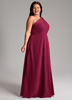 Azazie Phaedra Bridesmaid Dresses Burgundy A-Line One Shoulder Chiffon Dress image9
