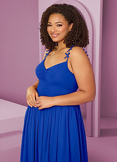 Barbie ♥ Azazie Bridesmaid Dresses Royal Blue A-Line Pleated Chiffon Dress image7