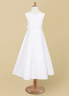 Azazie Lindy Flower Girl Dresses White A-Line Pleated Matte Satin Dress image12