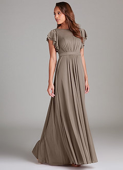 Azazie Daphne Abiti da damigella modesti Abito A-Line Increspato Maglia Floor-Length image3