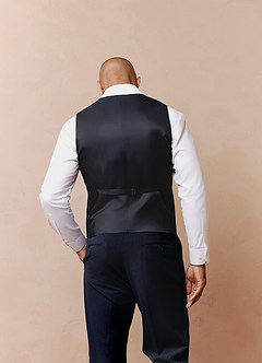 front Savile Navy Blue Wool Blend Suit Vest