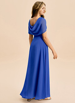 Azazie Emma Junior Robe Trapèze en Mousseline de soie Plissée Bleu Roi image6