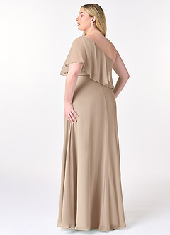 Azazie Lizzy Brautjungfernkleider A-Linie One-Shoulder Chiffon Kleid Taupe image11