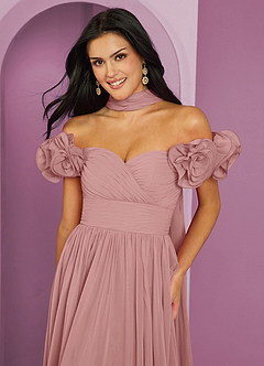 Barbie ♥ Azazie Vestidos de damas de honor Vestido de Rosa Polvorienta de Gasa de Corte en A Convertible con Vestidos sin tirantes image17